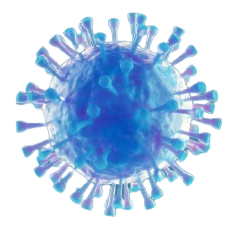 A blue virus is shown in this image.