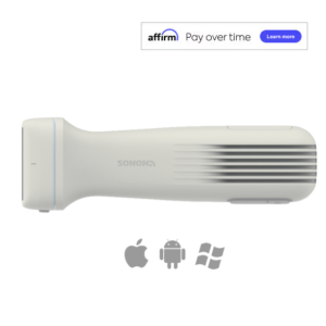A white and gray ultrasound wand.